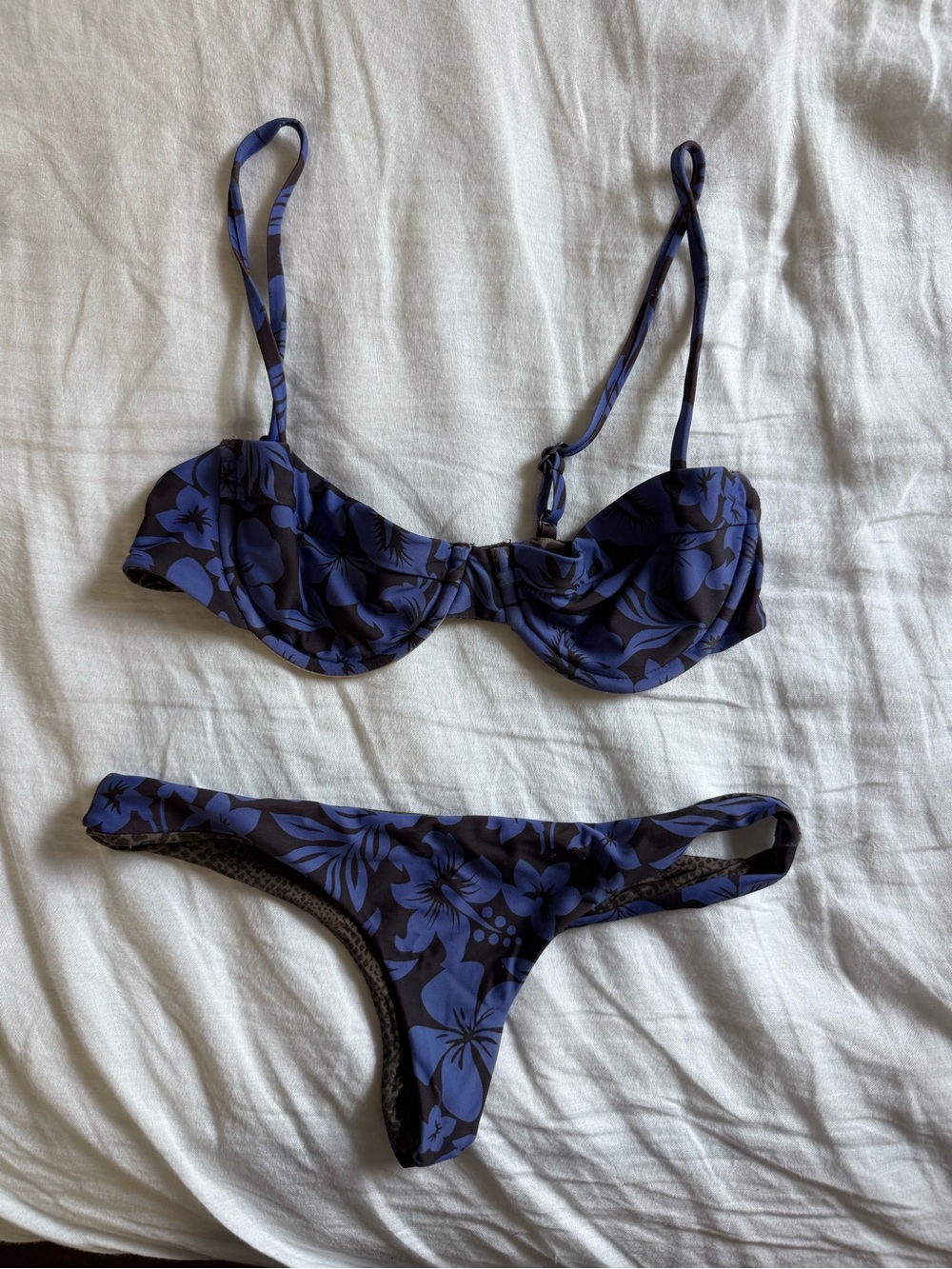acacia swimwear Navy Floral Underwire Bikini - Blue Floral